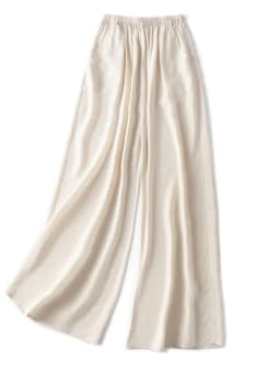 SuyaDream Women Wide Leg Pants 100%Real Silk Solid Elastic Waisted Ankle-length 2025 Office Spring Autumn Chic Trousers Black