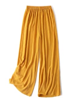 SuyaDream Women Wide Leg Pants 100%Real Silk Solid Elastic Waisted Ankle-length 2025 Office Spring Autumn Chic Trousers Black