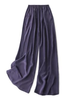 SuyaDream Women Wide Leg Pants 100%Real Silk Solid Elastic Waisted Ankle-length 2025 Office Spring Autumn Chic Trousers Black