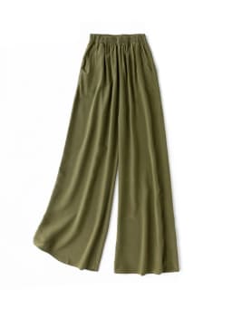 SuyaDream Women Wide Leg Pants 100%Real Silk Solid Elastic Waisted Ankle-length 2025 Office Spring Autumn Chic Trousers Black