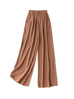 SuyaDream Women Wide Leg Pants 100%Real Silk Solid Elastic Waisted Ankle-length 2025 Office Spring Autumn Chic Trousers Black