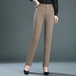 2025 Spring and Autumn Khaki High Waist Straight Baggy Pants Women, Navy Middle-aged Mom Stretch Casual Trousers,Plus Size M-8XL