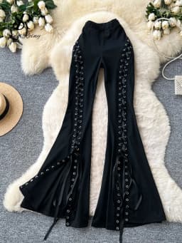 SINGREINY Streetwear Lace Up Flare Pants 2026 Spring Summer Fashion High Waist Bodycon Sexy Female Edgy Spicy Girl Long Trousers