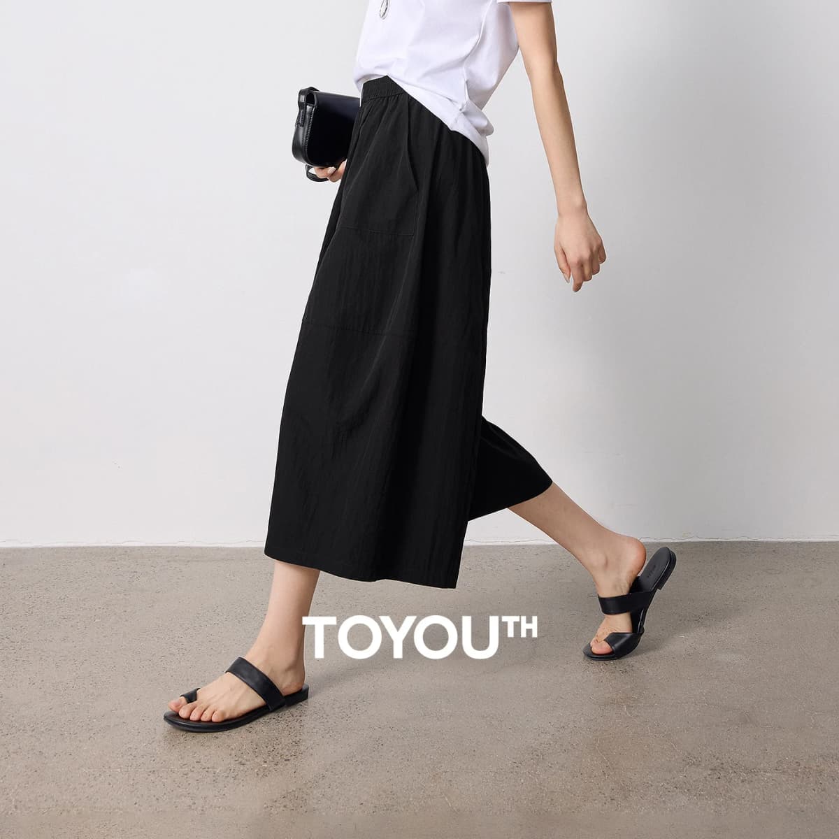 TOYOUTH Women Slight Wrinkle Textured Casual Pants 2026 Summer New Lavender Purple Split Oversized Wide Leg Cropped Pants