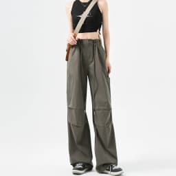 Fashion Big Pockets Women Cargo Pants Lightweight Thin High Waist Wide Leg Pants Woman Spring Summer Casual American Sweatpants