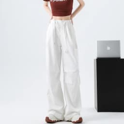 Fashion Big Pockets Women Cargo Pants Lightweight Thin High Waist Wide Leg Pants Woman Spring Summer Casual American Sweatpants