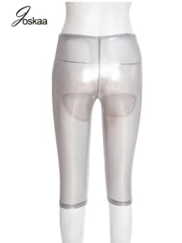 Joskaa Sexy See Through Shorts Women's Hipster Skin Tight Stretchy Capri Trousers Coquette Midnight Party Club Female Bottoms