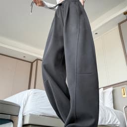 Drawstring Wide Leg Sports Pants Women Autumn Winter Soft Solid Pockets Sweatpants Woman Elastic High Waisted Trousers Female