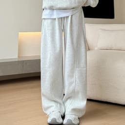 Drawstring Wide Leg Sports Pants Women Autumn Winter Soft Solid Pockets Sweatpants Woman Elastic High Waisted Trousers Female