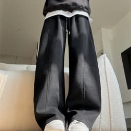 Drawstring Wide Leg Sports Pants Women Autumn Winter Soft Solid Pockets Sweatpants Woman Elastic High Waisted Trousers Female