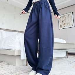 Drawstring Wide Leg Sports Pants Women Autumn Winter Soft Solid Pockets Sweatpants Woman Elastic High Waisted Trousers Female