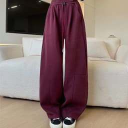 Drawstring Wide Leg Sports Pants Women Autumn Winter Soft Solid Pockets Sweatpants Woman Elastic High Waisted Trousers Female