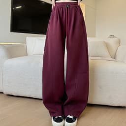 Drawstring Wide Leg Sports Pants Women Autumn Winter Soft Solid Pockets Sweatpants Woman Elastic High Waisted Trousers Female