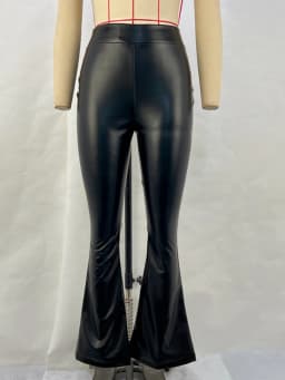 Sexy y2k clothes black PU leather pants women casual fashion streetwear gothic high waist flare leggings trousers womens pants