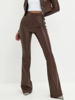 Sexy y2k clothes black PU leather pants women casual fashion streetwear gothic high waist flare leggings trousers womens pants