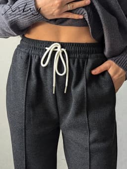 MiuKoMiYa Autumn Gray Woolen Pants Women Wide Leg Straight Long Trousers Office Lady High Waist Women Beige Formal Pants Loose