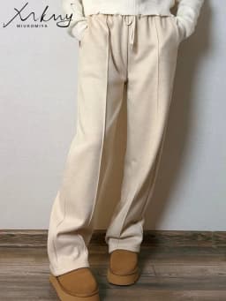 MiuKoMiYa Autumn Gray Woolen Pants Women Wide Leg Straight Long Trousers Office Lady High Waist Women Beige Formal Pants Loose