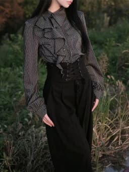 Japanese Y2K retro Harajuku spicy girl gothic punk style black wide leg loose pants 2025 autumn fashion lace up women's pants