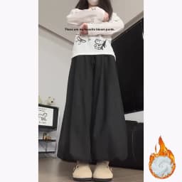 Caramel Thick High Waist Bloomer Pants Women's Autumn Winter New Knitted Soft Warm Fleece Long Pants Skirt Style Trousers