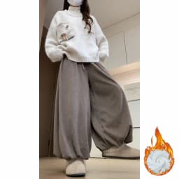 Caramel Thick High Waist Bloomer Pants Women's Autumn Winter New Knitted Soft Warm Fleece Long Pants Skirt Style Trousers
