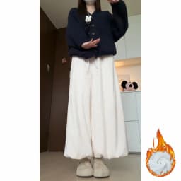 Caramel Thick High Waist Bloomer Pants Women's Autumn Winter New Knitted Soft Warm Fleece Long Pants Skirt Style Trousers