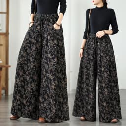 plus Size Denim Wide Leg Pants New Print Elastic Loose Slimming Casual Versatile Straight Cut Denim Pants Ladies High Waist