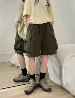 High Waist Wide Leg Workwear Shorts Women's Summer Thin American Casual Design Five-Point Sports Pants Polyester Fiber