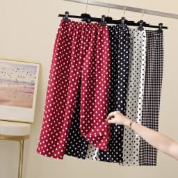 Wide Leg Pants Women Fashion Dots Ulzzang Loose High Waist Leisure Chic Female Trousers Sweatpant Pockets Summer Streetwear