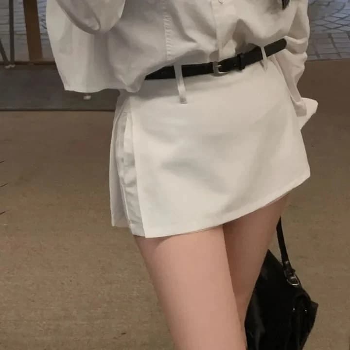 High Waist Short Pants Skirt Pants Versatile All Seasons Women's Casual Trousers Polyester Fiber 100% High Waist Shorts