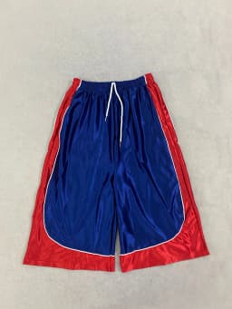 Women Couple American Retro Trendy Color Block Spliced Sports Capri Pants Elastic Waist Wide Leg Loose Versatile Casual Trousers