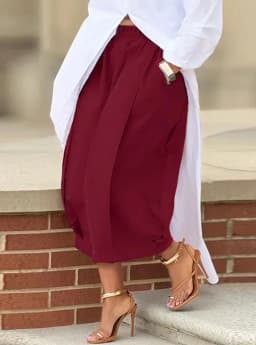 Women Casual Pants High Waist Elastic Waistband Front Pleats Loose Fit Wide Leg Pants Summer Lightweight Pockets Trousers