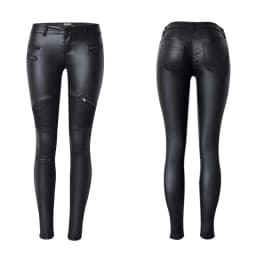 Stretch Faux Pu Leather Pants Women Skin Tight Motorcycle Gothic Punk Rock Pencil Trousers Zipper Moto Biker Leggings Black XS