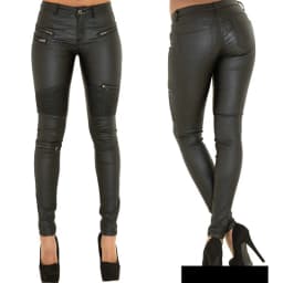 Stretch Faux Pu Leather Pants Women Skin Tight Motorcycle Gothic Punk Rock Pencil Trousers Zipper Moto Biker Leggings Black XS