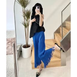 Miyake Pleated Fringe Women's Wide-legged Pants New Loose Plus Size High Waist Slim Fashion Folded Solid Color Straight Pants