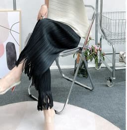Miyake Pleated Fringe Women's Wide-legged Pants New Loose Plus Size High Waist Slim Fashion Folded Solid Color Straight Pants