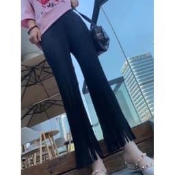 Miyake Pleated Fringe Women's Wide-legged Pants New Loose Plus Size High Waist Slim Fashion Folded Solid Color Straight Pants