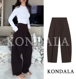 KONDALA Lady Trendy Pants Women's High Street Commute Pleated Balloon Pants New 2026 Spring Fashion Elegant Casual Lady Pants