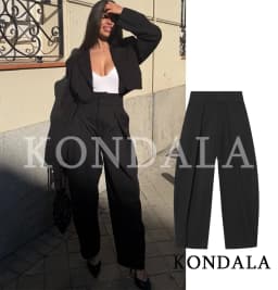 KONDALA Lady Trendy Pants Women's High Street Commute Pleated Balloon Pants New 2026 Spring Fashion Elegant Casual Lady Pants