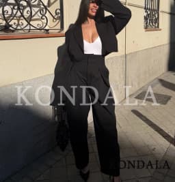 KONDALA Lady Trendy Pants Women's High Street Commute Pleated Balloon Pants New 2026 Spring Fashion Elegant Casual Lady Pants