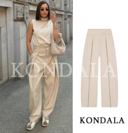 KONDALA Lady Trendy Pants Women's High Street Commute Pleated Balloon Pants New 2026 Spring Fashion Elegant Casual Lady Pants