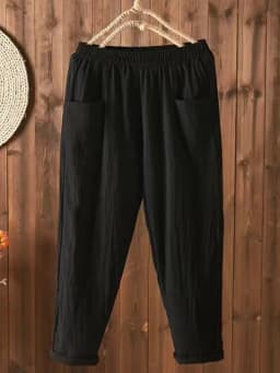 High Waist Women's Pants Summer Slim Fit Elastic Waist Straight Tube Harun Korean Fashion Leisure Loose Trousers