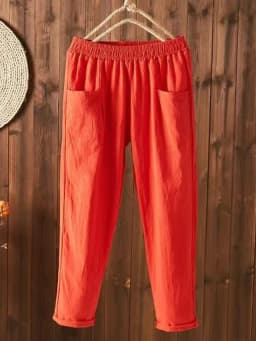 High Waist Women's Pants Summer Slim Fit Elastic Waist Straight Tube Harun Korean Fashion Leisure Loose Trousers
