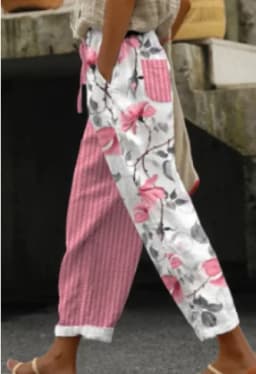 Casual Print Ankle-Length Pants For Women Fashion Mid Waist Straight Pants Lady Holiday Boho Beach Womens Clothing Spring New