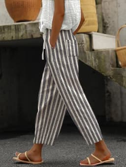 Casual Print Ankle-Length Pants For Women Fashion Mid Waist Straight Pants Lady Holiday Boho Beach Womens Clothing Spring New