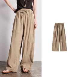 TOYOUTH Women Versatile Balloon Pants 2026 Spring New Wrinkle-Resistant Loose Wide-Leg Casual Trousers