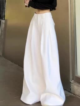 Zoki Chic White Suit Wide Leg Pant Women Elegant Korean High Waist Fashion Trousers Loose Casual Summer Simple Female Pants New