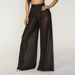 Women See Through Boho Wide Leg High Waist Trousers 2026 New Beach Long Loose Mesh Sheer Pants Hot