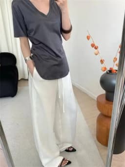 Fashion Casual Linen Wide-leg Pants Summer Loose Versatile Drawstring White Casual Straight Trousers Female