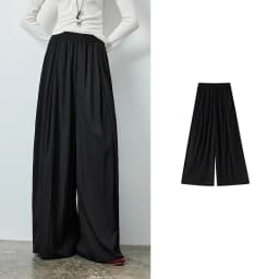 TOYOUTH Women's Textured Loose Wide Leg Long Pants 2026 Fall New Arrival High Waist Seam Detail Leg Lengthening Pear Shape