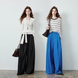 TOYOUTH Women's Textured Loose Wide Leg Long Pants 2026 Fall New Arrival High Waist Seam Detail Leg Lengthening Pear Shape